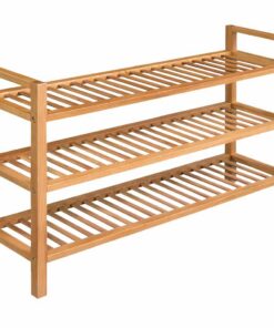 vidaXL Schoenenrek met 3 schappen 100x27x60 cm massief eikenhout