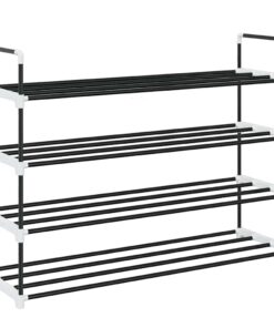 vidaXL Schoenenrek met 4 schappen metaal en kunststof zwart