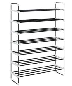 vidaXL Schoenenrek met 7 schappen metaal en kunststof zwart