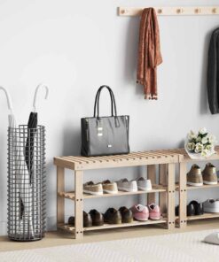 vidaXL Schoenenrek met bankje 2-in-1 massief vurenhout