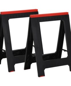 vidaXL Schragen 2 st inklapbaar 350 kg polypropeen zwart en rood