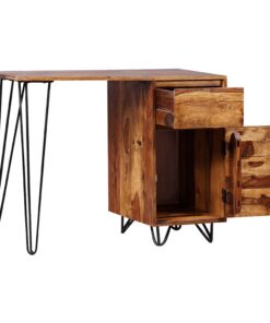 vidaXL Schrijftafel met 1 lade en 1 kastje massief acaciahout