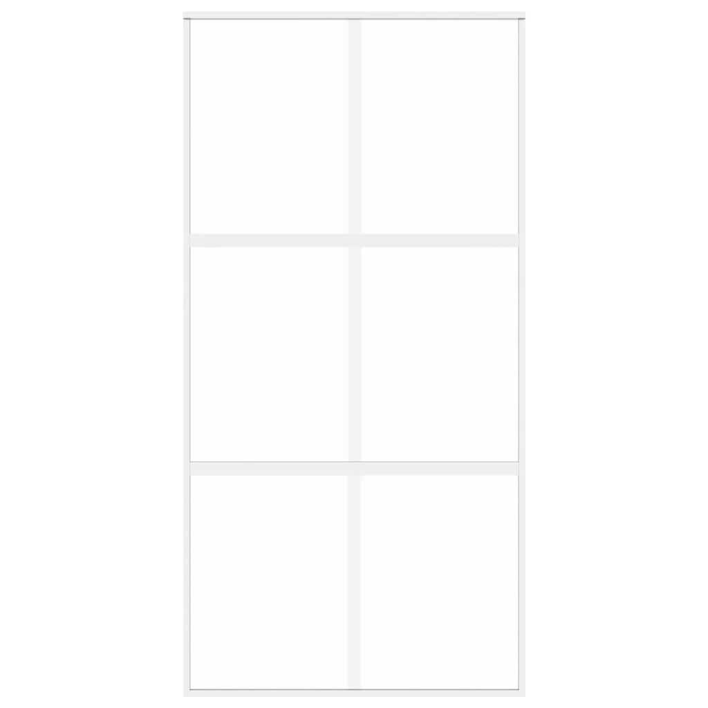 5x205 cm gehard glas en aluminium wit