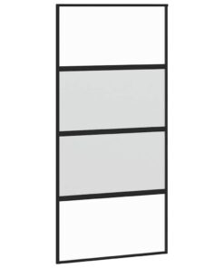 5x205 cm gehard glas en aluminium zwart