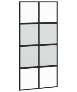 5x205 cm gehard glas en aluminium zwart