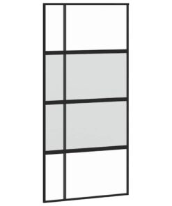 5x205 cm gehard glas en aluminium zwart
