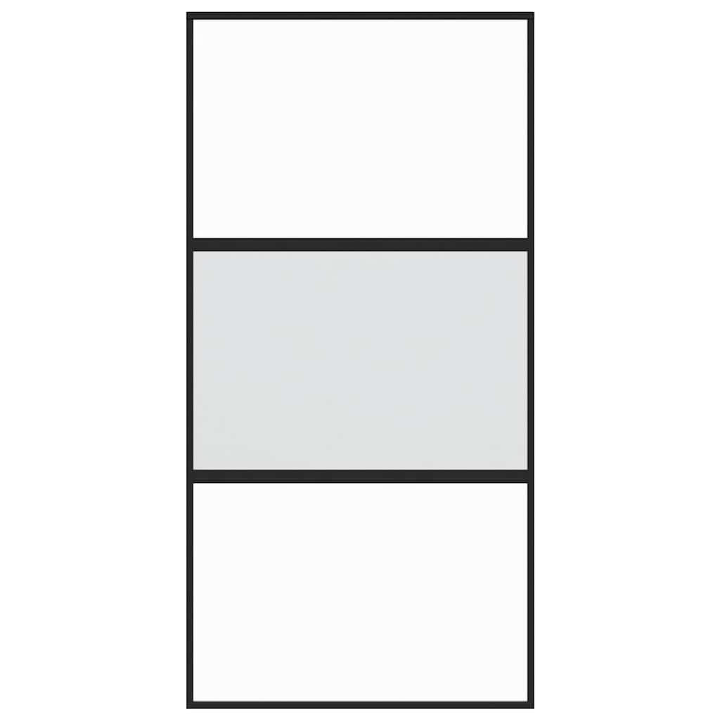 5x205 cm gehard glas en aluminium zwart