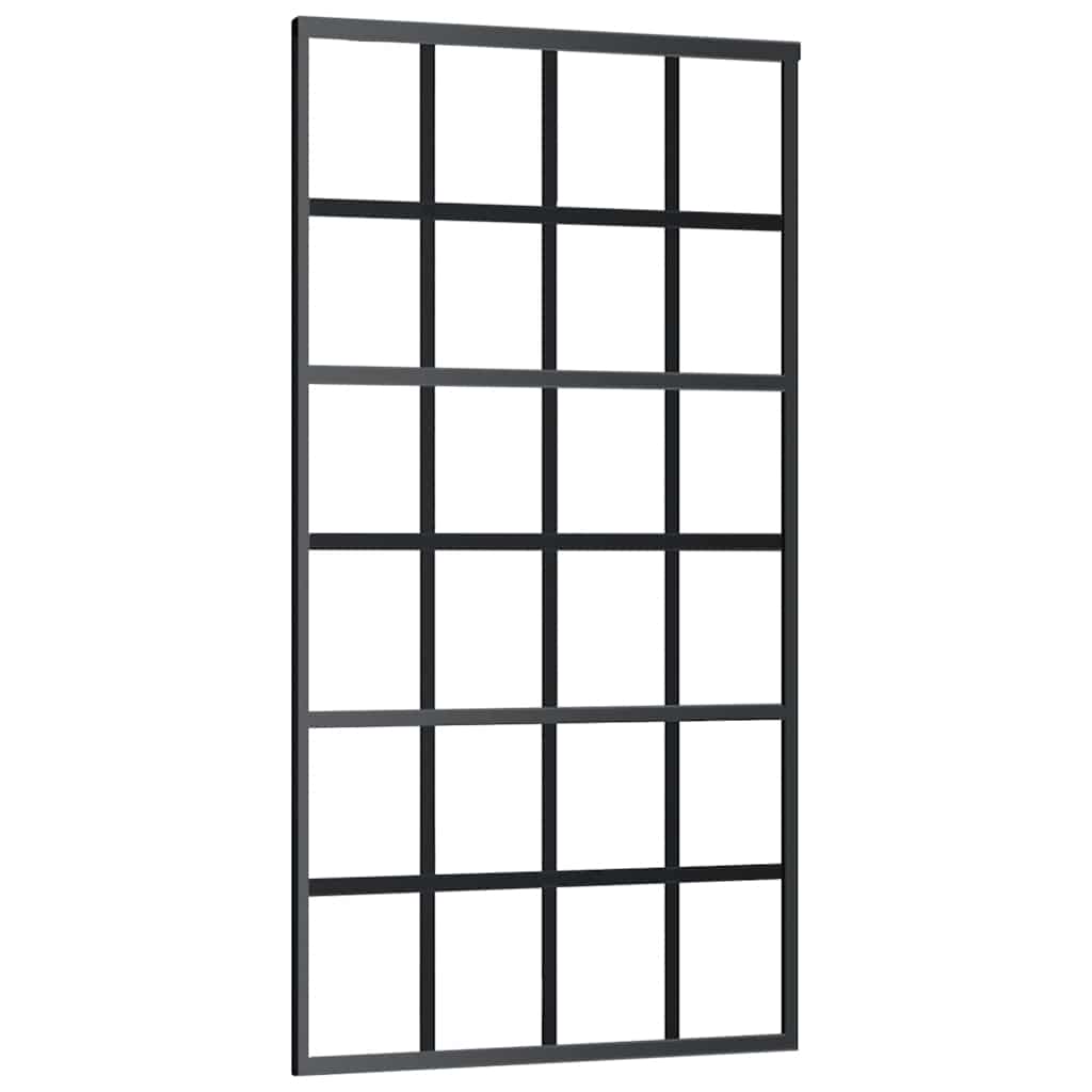 vidaXL Schuifdeur 102x205 cm ESG-glas en aluminium zwart