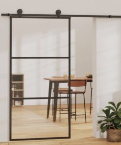 vidaXL Schuifdeur 102x205 cm ESG-glas en aluminium zwart