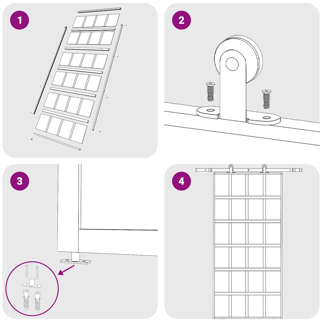 vidaXL Schuifdeur 102x205 cm ESG-glas en aluminium zwart - Afbeelding 6