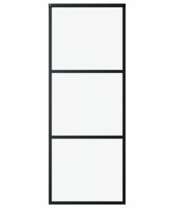 vidaXL Schuifdeur 3-panelen 76x205 cm ESG-glas en aluminium zwart