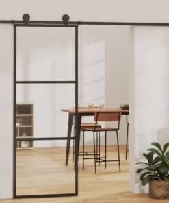 vidaXL Schuifdeur 3-panelen 76x205 cm ESG-glas en aluminium zwart