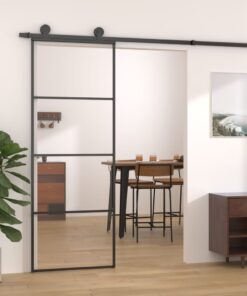 vidaXL Schuifdeur 76x205 cm aluminium en ESG-glas zwart