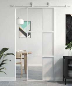vidaXL Schuifdeur 76x205 cm gehard glas en aluminium wit