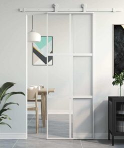 vidaXL Schuifdeur 76x205 cm gehard glas en aluminium wit