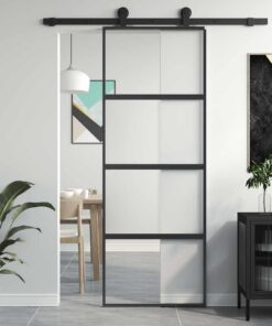 vidaXL Schuifdeur 76x205 cm gehard glas en aluminium zwart