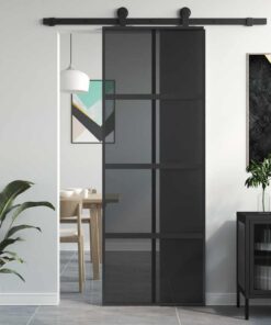 vidaXL Schuifdeur 76x205 cm gehard glas en aluminium zwart