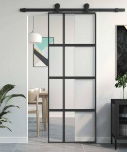 vidaXL Schuifdeur 76x205 cm gehard glas en aluminium zwart