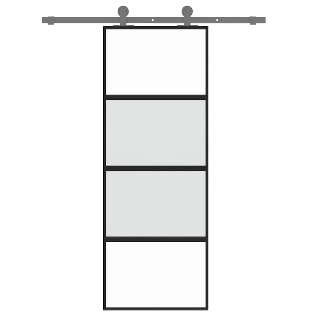 vidaXL Schuifdeur 76x205 cm gehard glas en aluminium zwart - Afbeelding 3