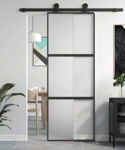 vidaXL Schuifdeur 76x205 cm gehard glas en aluminium zwart