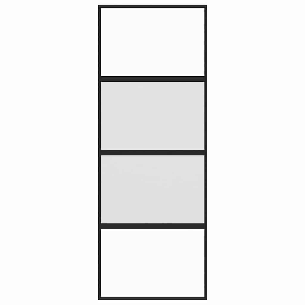 vidaXL Schuifdeur 76x205 cm gehard glas en aluminium zwart - Afbeelding 4