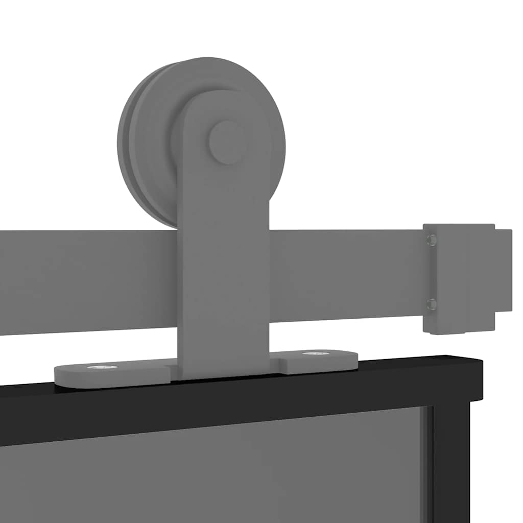 vidaXL Schuifdeur 76x205 cm gehard glas en aluminium zwart - Afbeelding 7