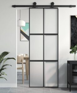vidaXL Schuifdeur 76x205 cm gehard glas en aluminium zwart