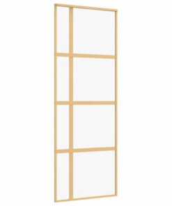 vidaXL Schuifdeur 76x205 cm helder ESG-glas en aluminium goudkleurig