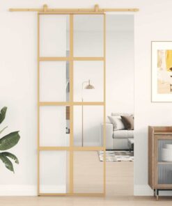vidaXL Schuifdeur 76x205 cm helder ESG-glas en aluminium goudkleurig