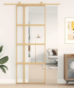 vidaXL Schuifdeur 76x205 cm helder ESG-glas en aluminium goudkleurig