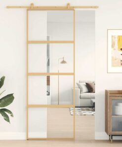 vidaXL Schuifdeur 76x205 cm helder ESG-glas en aluminium goudkleurig