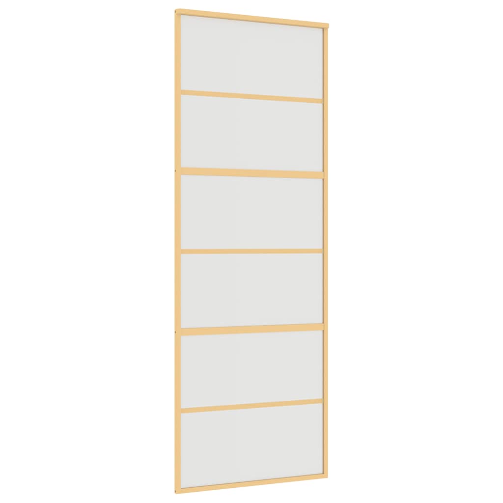 vidaXL Schuifdeur 76x205 cm mat ESG-glas en aluminium goudkleurig