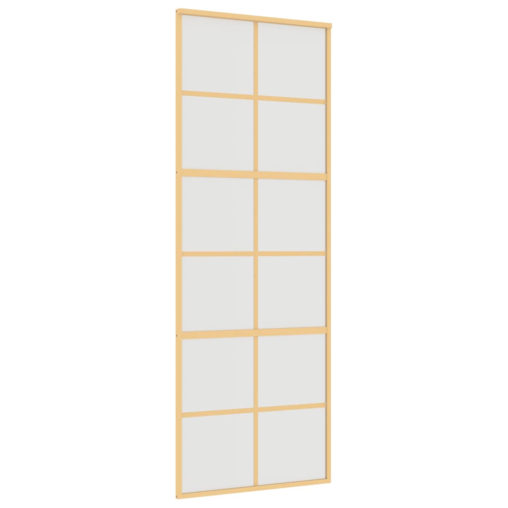 vidaXL Schuifdeur 76x205 cm mat ESG-glas en aluminium goudkleurig
