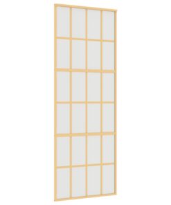 vidaXL Schuifdeur 76x205 cm mat ESG-glas en aluminium goudkleurig