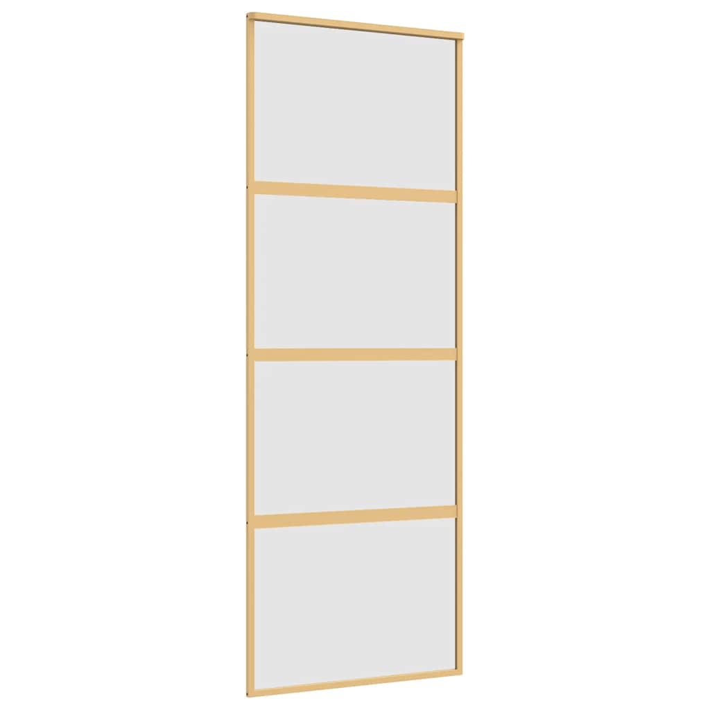 vidaXL Schuifdeur 76x205 cm mat ESG-glas en aluminium goudkleurig