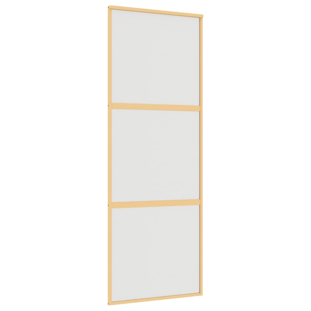 vidaXL Schuifdeur 76x205 cm mat ESG-glas en aluminium goudkleurig
