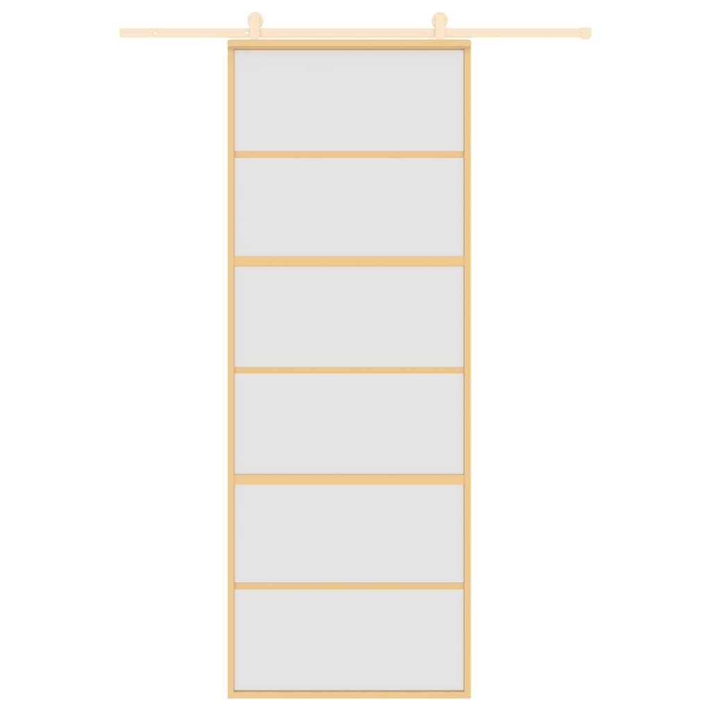 vidaXL Schuifdeur 76x205 cm mat ESG-glas en aluminium goudkleurig - Afbeelding 3