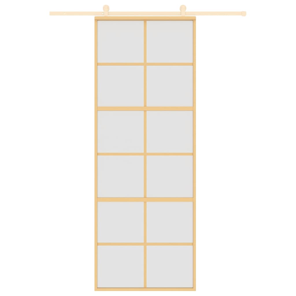 vidaXL Schuifdeur 76x205 cm mat ESG-glas en aluminium goudkleurig - Afbeelding 3