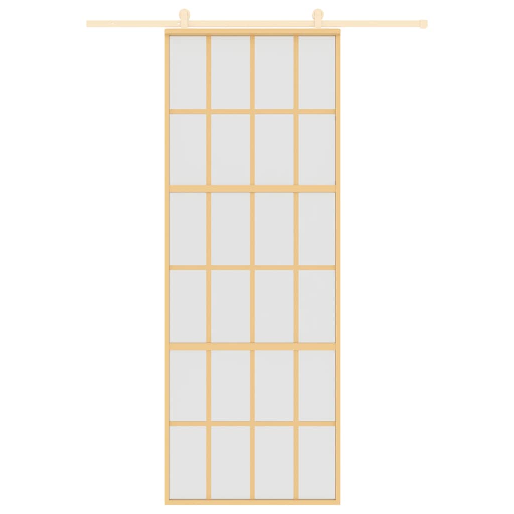 vidaXL Schuifdeur 76x205 cm mat ESG-glas en aluminium goudkleurig - Afbeelding 3