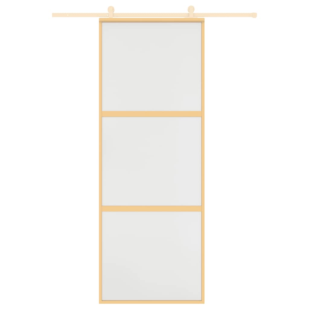 vidaXL Schuifdeur 76x205 cm mat ESG-glas en aluminium goudkleurig - Afbeelding 3