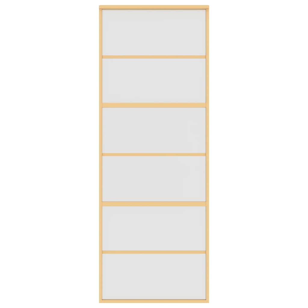 vidaXL Schuifdeur 76x205 cm mat ESG-glas en aluminium goudkleurig - Afbeelding 4