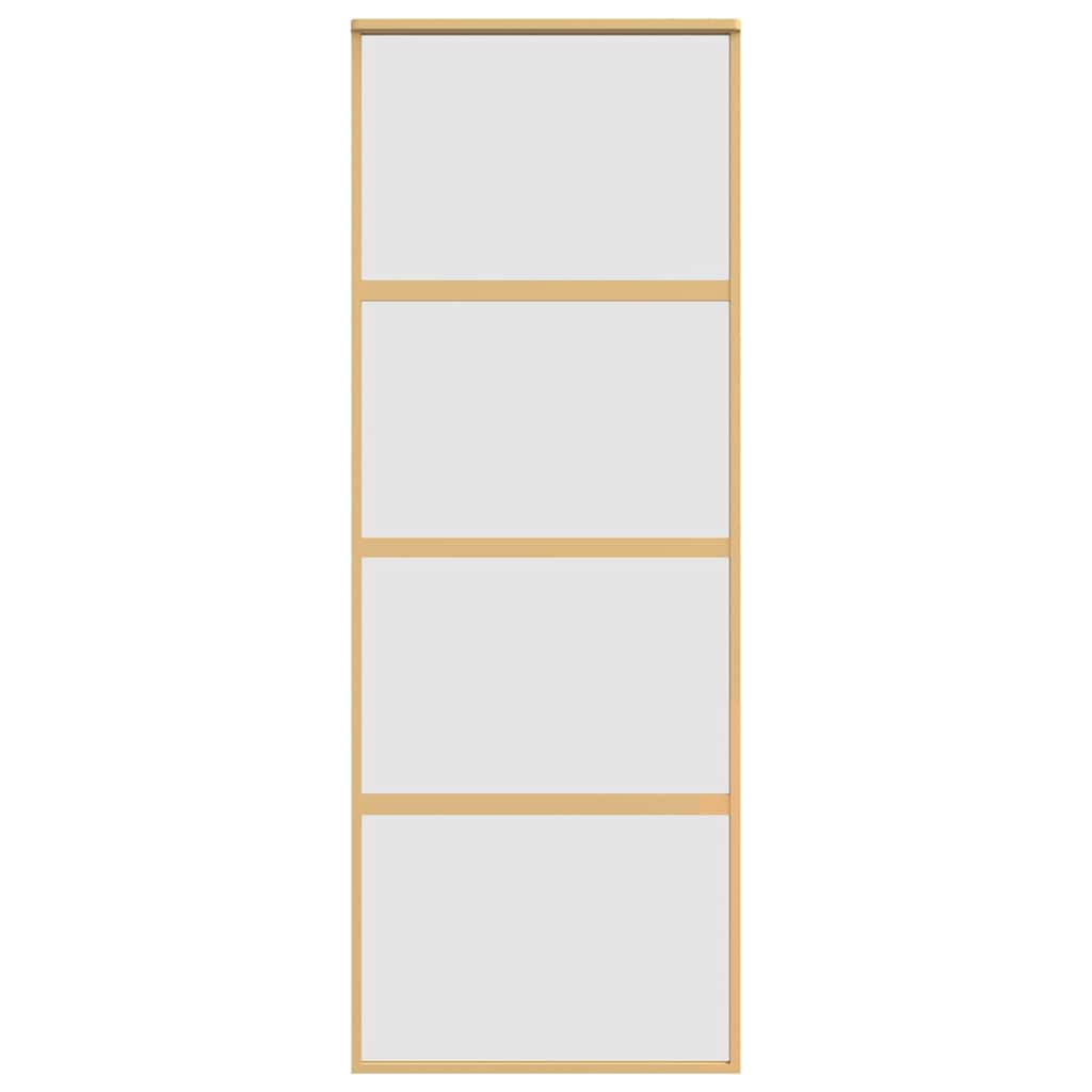 vidaXL Schuifdeur 76x205 cm mat ESG-glas en aluminium goudkleurig - Afbeelding 4