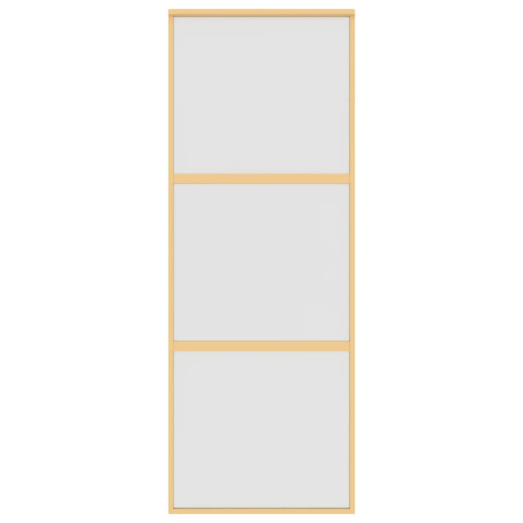 vidaXL Schuifdeur 76x205 cm mat ESG-glas en aluminium goudkleurig - Afbeelding 4