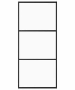 vidaXL Schuifdeur 90x205 cm ESG-glas en aluminium zwart