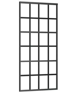 vidaXL Schuifdeur 90x205 cm ESG-glas en aluminium zwart