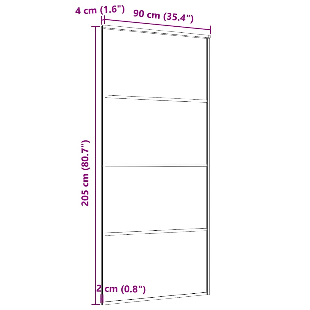 vidaXL Schuifdeur 90x205 cm aluminium en ESG-glas zwart - Afbeelding 5