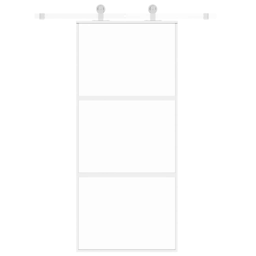 vidaXL Schuifdeur 90x205 cm gehard glas en aluminium wit - Afbeelding 3