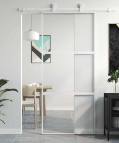vidaXL Schuifdeur 90x205 cm gehard glas en aluminium wit