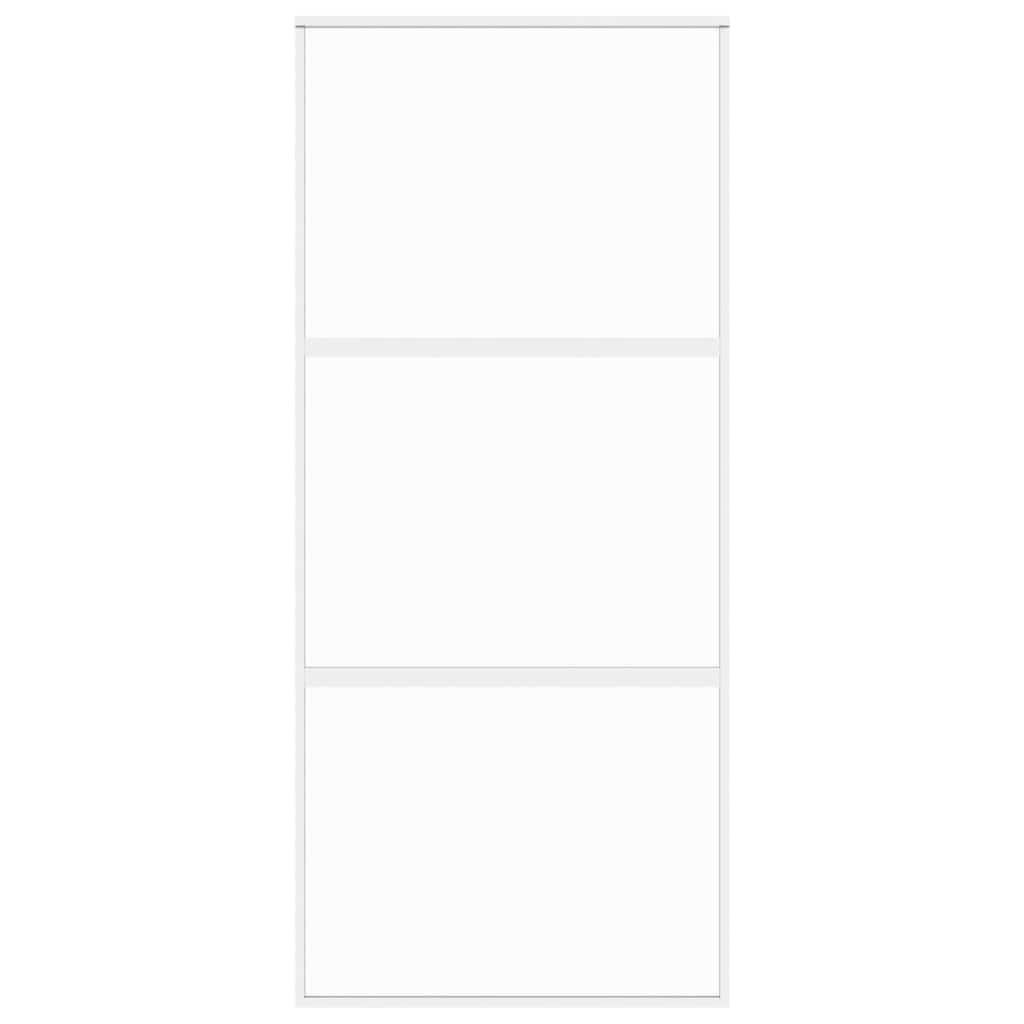 vidaXL Schuifdeur 90x205 cm gehard glas en aluminium wit - Afbeelding 4