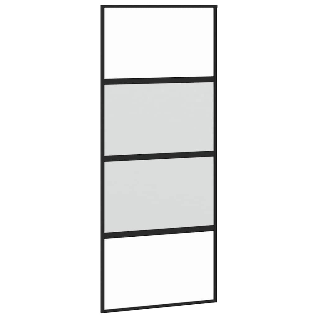 vidaXL Schuifdeur 90x205 cm gehard glas en aluminium zwart